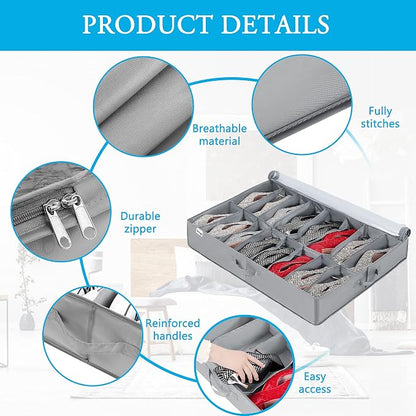 INAYA Under Bed Shoe Storage Organizer 2 Pack, Fits 32 Pairs, Large Underbed - Image 3