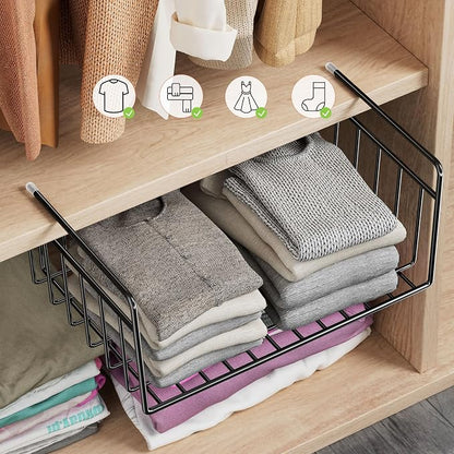 SUFAUY 4-Pack Under Cabinet Shelf Basket, Wire Shelves - Image 4