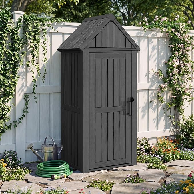 Bifanuo Deck Box Storage Shed Outdoor Storage Cabinet, Vertical Waterproof by Bifanuo