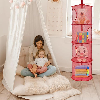 2Pcs Hanging Stuffed Animal Storage Hammock 4 Tiers, Holds Plushies, Foldable - Image 6