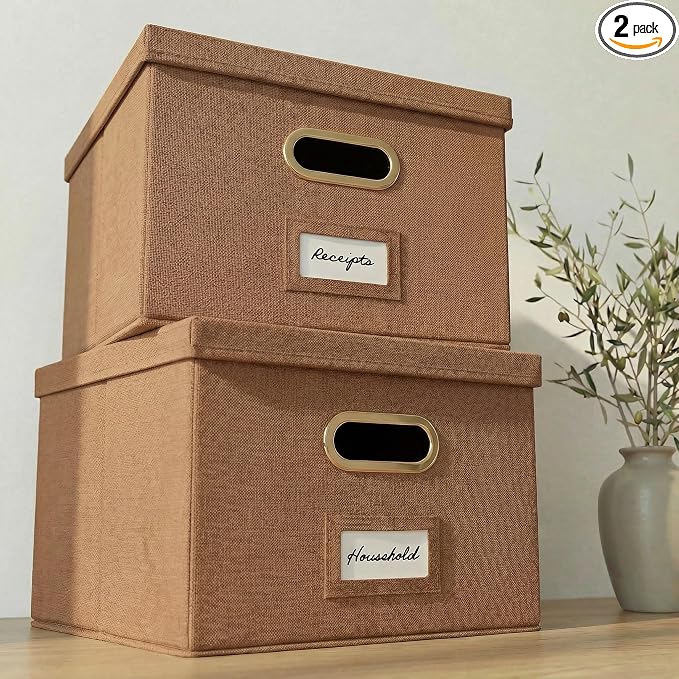 Decorative File Organizer Box Set of 2 by ZICOTO