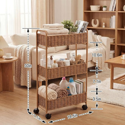 FOCHIER F Utility Slim Storage Cart, 3-Tier Rolling Kitchen Office Laundry Room - Image 4