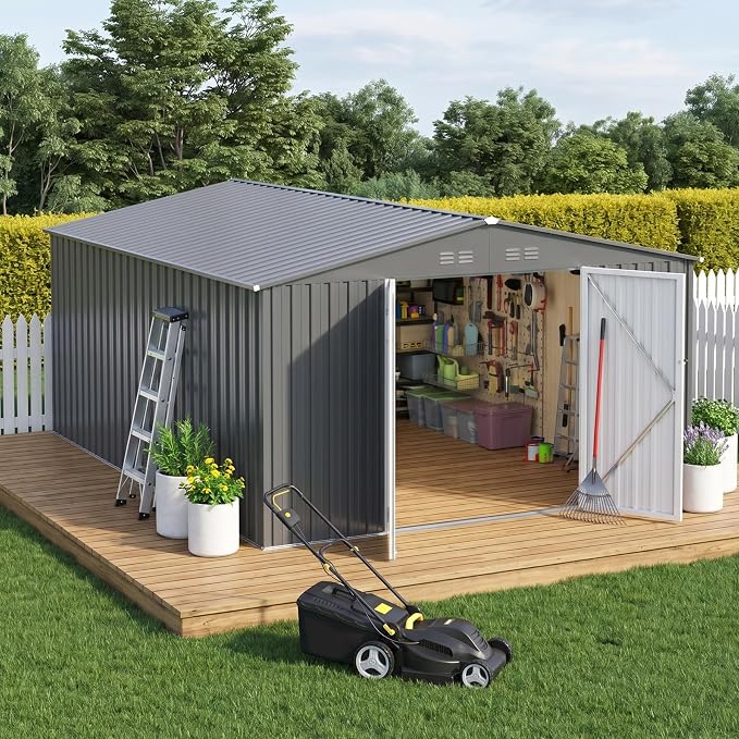 10 x 12 FT Outdoor Storage Shed, Heavy Duty Metal Shed by Unknown