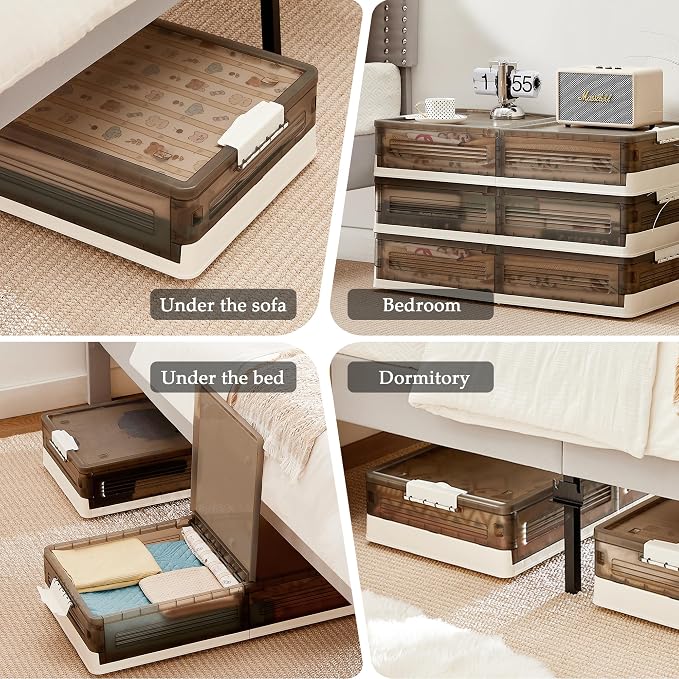 VECELO Under Bed Storage with Wheels, 2 Pack Stackable Under Bed Storage - Image 6