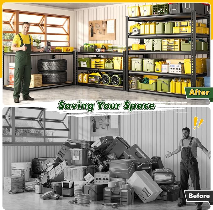 72.2" H Garage Shelves 2230LBS Storage Shelves, 5 Tier Adjustable Metal Shelving - Image 5