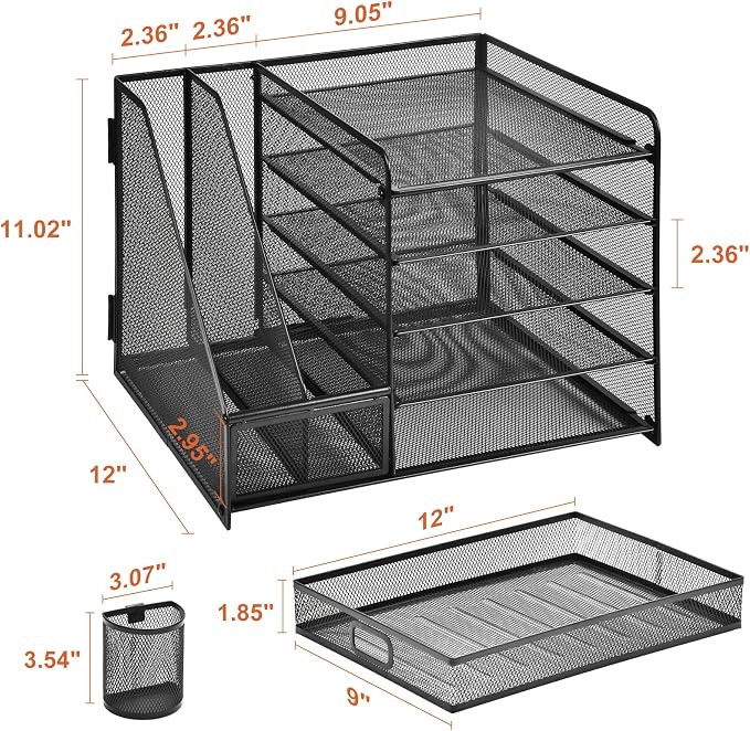 Marbrasse Desk Organizer with File Holder, 5-Tier Paper Letter Tray Organizer - Image 6