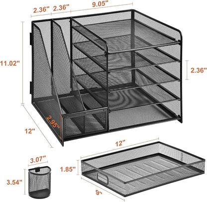 Marbrasse Desk Organizer with File Holder, 5-Tier Paper Letter Tray Organizer - Image 6