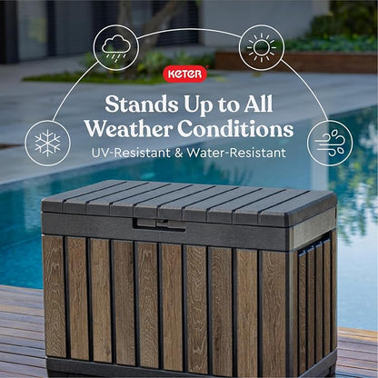 Keter Signature Everwood 50 Gallon Resin Deck Box-Organization and Storage - Image 3