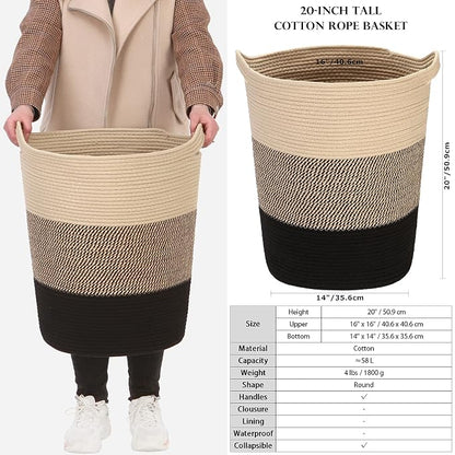 Sea Team Large Size Cotton Rope Woven Storage Basket - Image 6