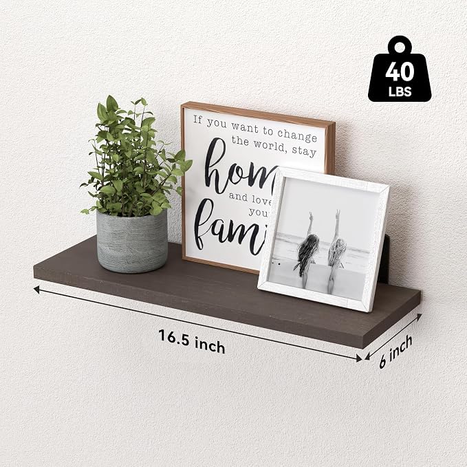 WOPITUES Wood Floating Shelves Set of 6, Shelves - Image 3