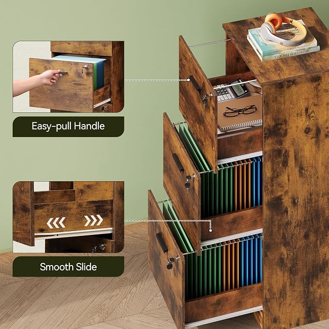 DEVAISE 3 Drawer Wood File Cabinet - Image 7