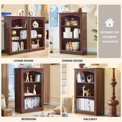 Small Bookshelf, 3 Tier Bookcase and Kids Bookshelf, Cherry Storage Cabinet - Image 4