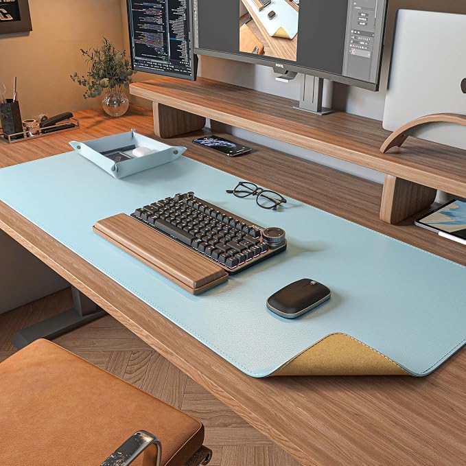 DAWNTREES Dual Sided Desk Mat, Leather Desk Pad, Cork Desk Mat Protector by PremiumDeskPadatDawnTrees