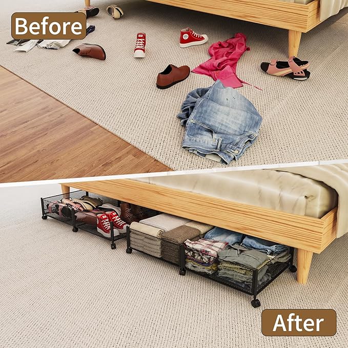 Under Bed Storage with Wheels, 31.5in / 35L Large Rolling Underbed Storage - Image 4
