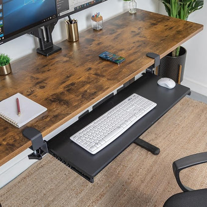 Mount-It! 30” Extra-Wide Clamp-On Under Desk Keyboard Tray, Large Slide-Out - Image 2