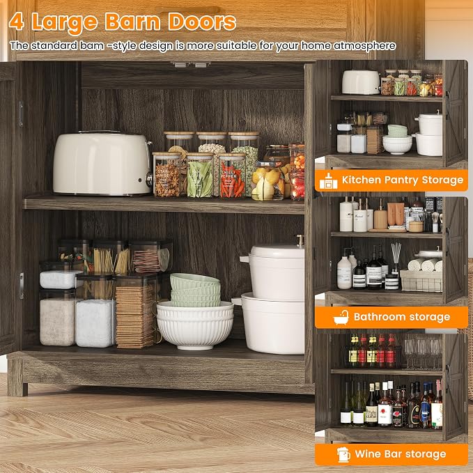 Saudism 70 Inch Farmhouse Storage Cabinet - Image 5