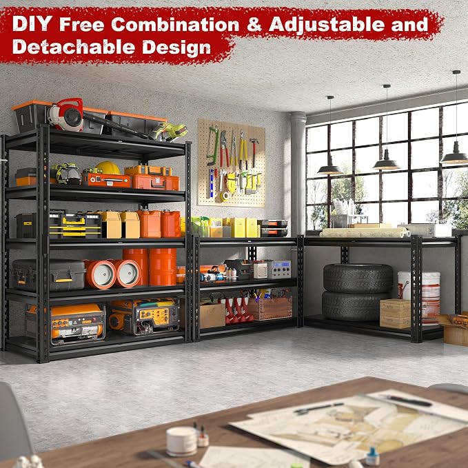 REIBII 72.1" H Garage Shelving 2000LBS Storage Shelves Heavy Duty Metal - Image 6