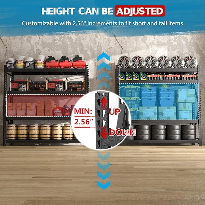 BlueWish 8000LBS Storage Shelves, 91 "W x 24 "D x 87 "H 4-Tier Adjustable Metal - Image 3