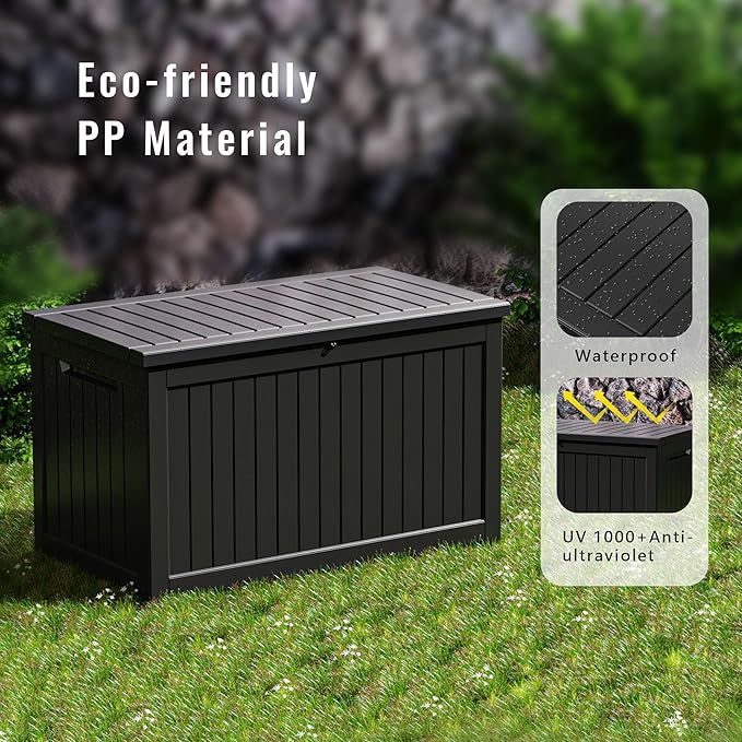 DRATO 280 Gallon Deck Box, Outdoor Large Waterproof Resin Storage Box - Image 4