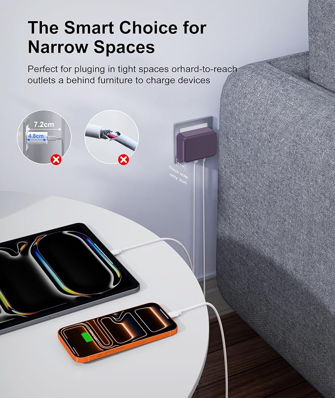 Fast Charger Block, GaN 6 Port USB C Charging Station Hub Cube, 100W Multiport - Image 4