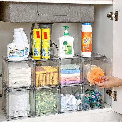 Vtopmart 6 pack Stackable Storage Drawers, 6.6''Tall Acrylic Bathroom Makeup - Image 6