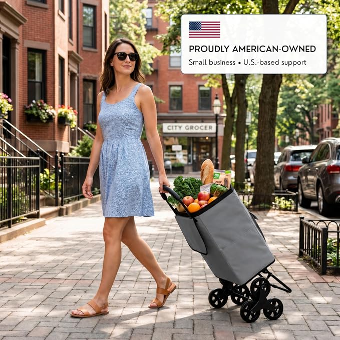 Shopping Cart, Super Loading Stair Climber 220 lbs Capacity, Grocery Foldable - Image 2