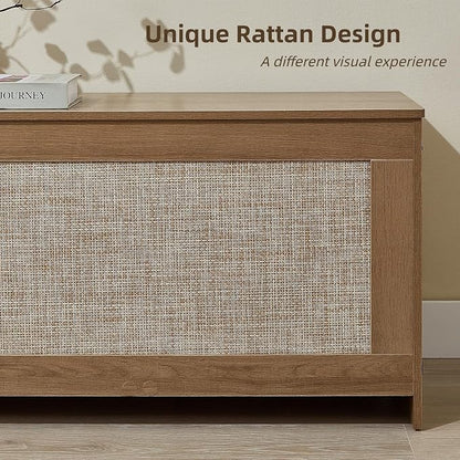51.2" Storage Chest Extra Large, Cherry Brown | Rattan Storage Bench - Image 6
