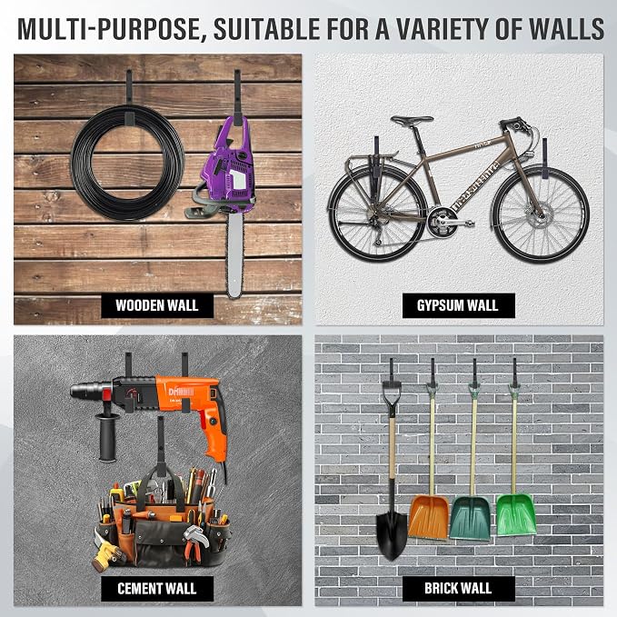 Heavy Duty Utility Hooks, Garage Storage Wall Mount Steel Hooks, Garden Tool - Image 6