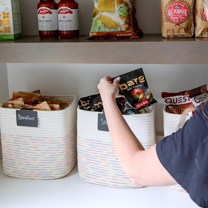 NaturalCozy 13 Inch Cube Storage Bins Cotton Rope Woven Baskets - Image 9