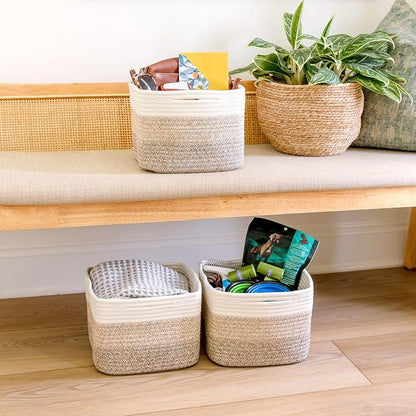 NaturalCozy Storage Cubes 9”x9”x7”Cotton Rope Woven Baskets - Image 9