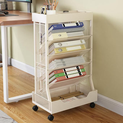 Book Cart with Wheels Mobile Bookshelf Rolling Bookshelf Organizer Bookcase by Unknown