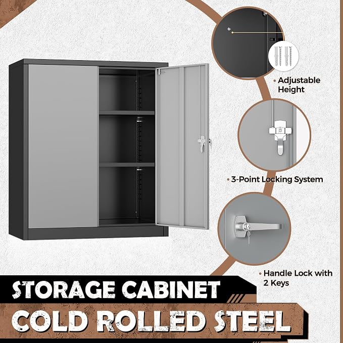 INTERGREAT Metal Garage Storage Cabinet, Small Steel Cabinet - Image 4