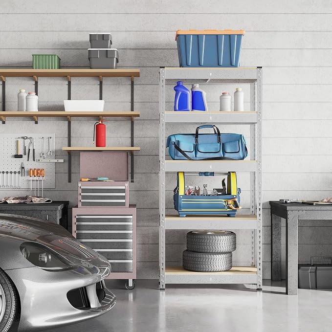 Topeakmart 4 PCS 5-Tier Utility Shelves, Metal Storage Shelves Garage Shelving - Image 7