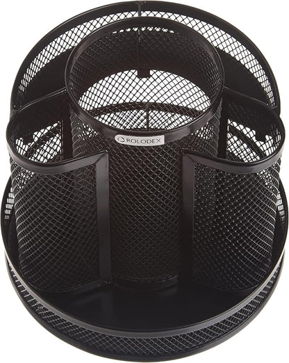 Rolodex Desk Organizer Rotating Office Supply Caddy Mesh Black - Image 4