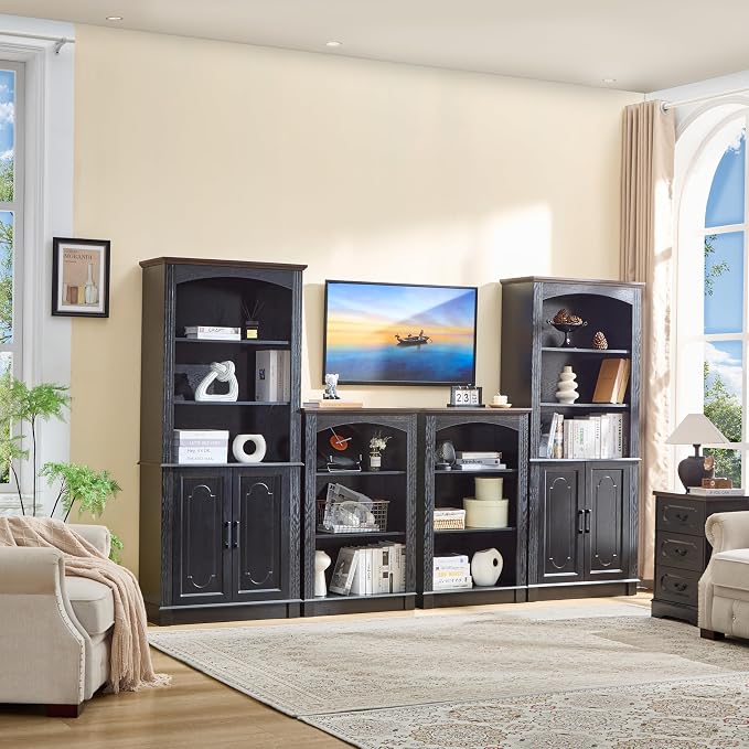 Black Bookshelf, 3 Tier Bookcase and Kids Bookshelf, Small Storage Cabinet - Image 7