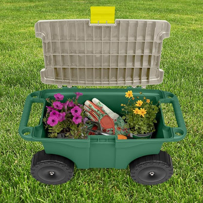 Rolling Garden Cart with Seat - Image 2