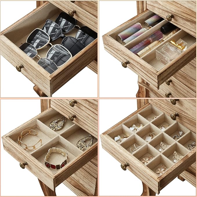 Emfogo Standing Jewelry Armoire, 7 Drawers & 2 Side Doors Jewelry Amoire - Image 7