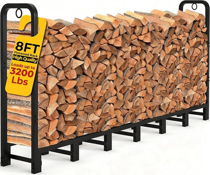 Amagabeli 8ft Firewood Log Rack Outdoor Heavy Duty Logs Holder by AMAGABELI+GARDEN+%26+HOME
