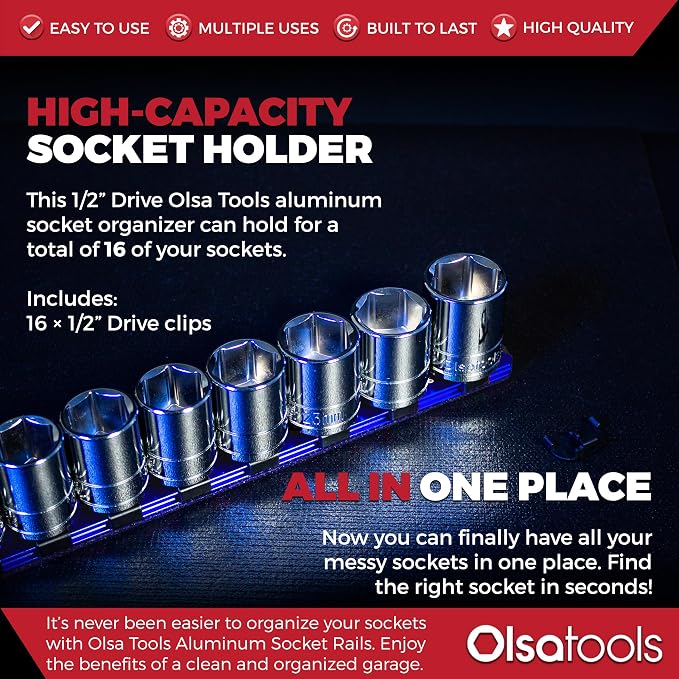 Olsa Tools 1/2-Inch Drive Aluminum Socket Organizer - Image 2