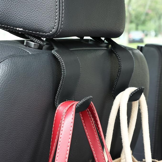 Amooca Car Seat Headrest Hook 4 Pack Metal Core Hanger Universal Car Storage - Image 2