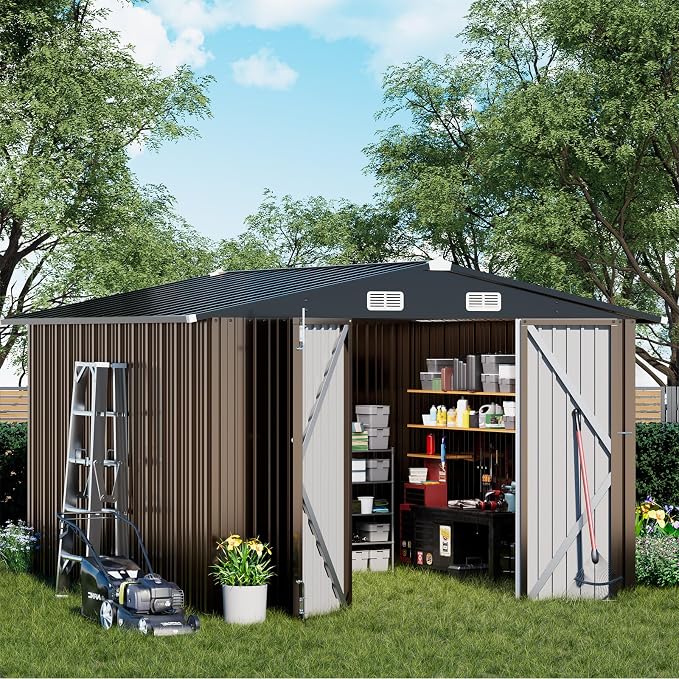 COMHOMA Shed Outdoor Storage Shed Metal, Lockable Doors Tool Sheds - Image 2