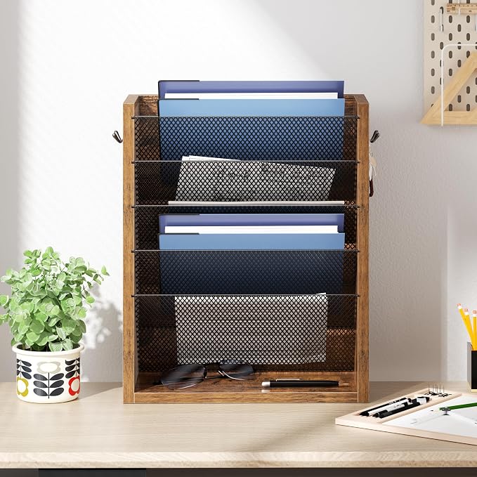 Mail Organizer Wall Mounted, 6-Slot Hanging File Organizer - Image 2