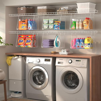 3-Pack Large Hanging Laundry Basket: Wire shelves - Image 4