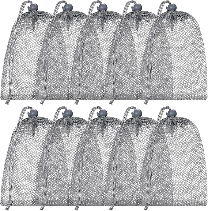 TecUnite 10 Pcs Mesh Bags Drawstring Laundry Bags Large Nylon Mesh Gift by TecUnite