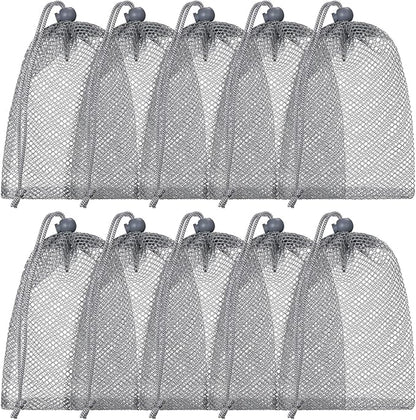 TecUnite 10 Pcs Mesh Bags Drawstring Laundry Bags Large Nylon Mesh Gift by TecUnite