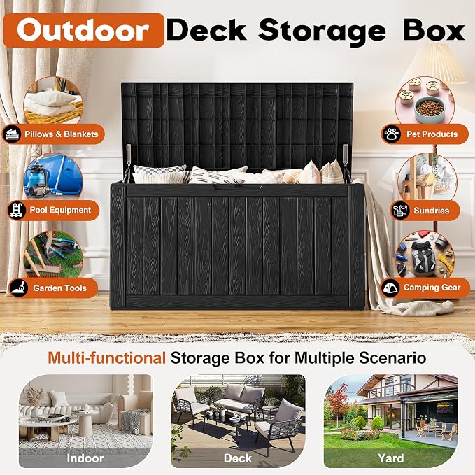 Outdoor Deck Storage Box, Resin Deck Boxes Indoor and outdoor, Waterproof - Image 3