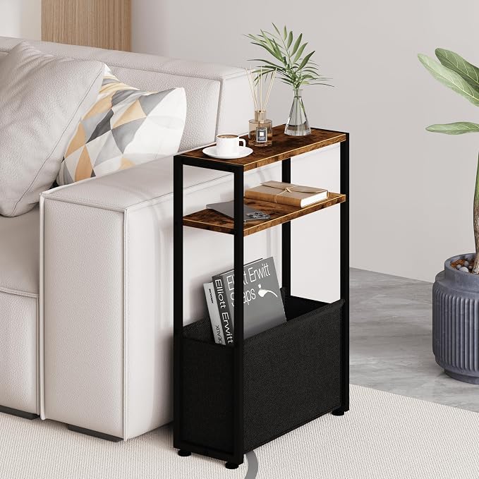 Narrow Side Table, Slim End Tables by Leomonio