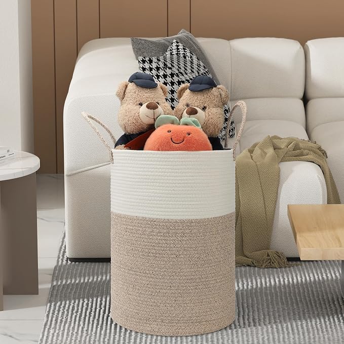 58L Cotton Rope Laundry Basket, Woven Storage Basket - Image 4