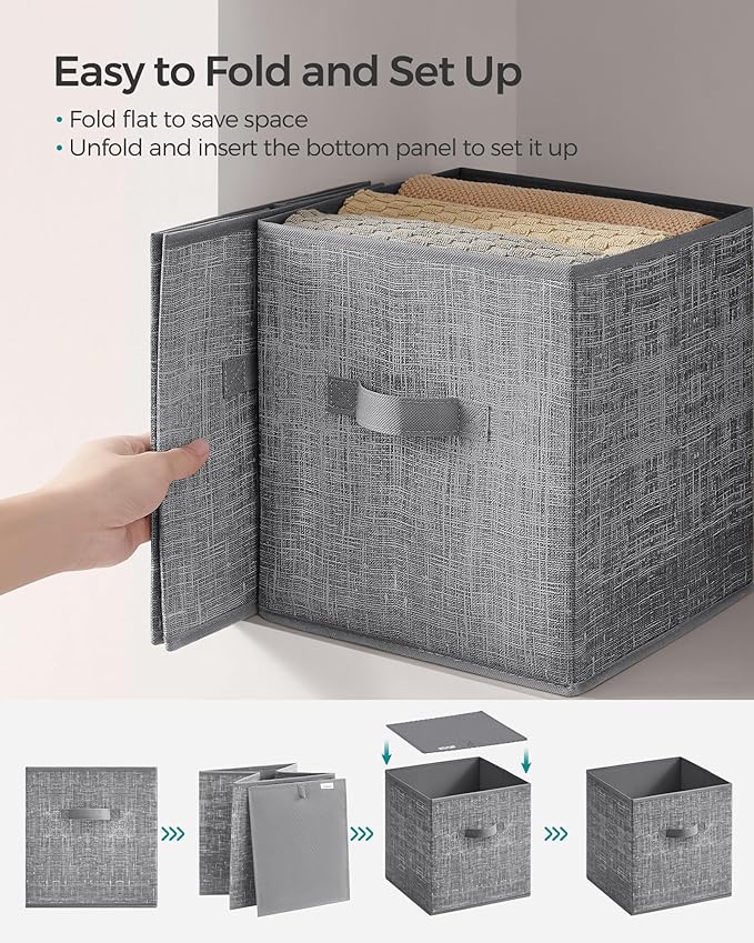 SONGMICS Storage Cubes, 10.2 x 10.2 x 11 Inches Non-Woven Fabric Bins - Image 6