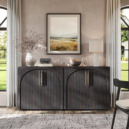 Sideboard Cabinet with Fluted Doors, Adjustable Shelves, Modular Coffee Bar by MorganBrig
